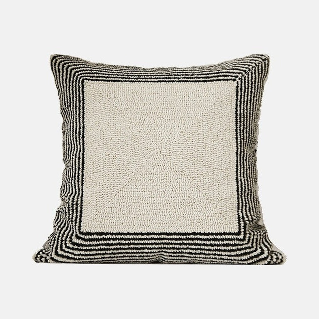 ESSENCE Frame pillow, 20 inch square, ivory center with black striped border
