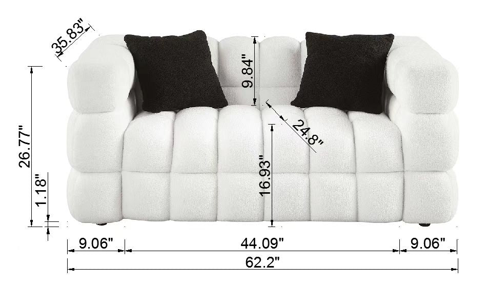 LUNA Bubble Bouclé Loveseat – dimensions