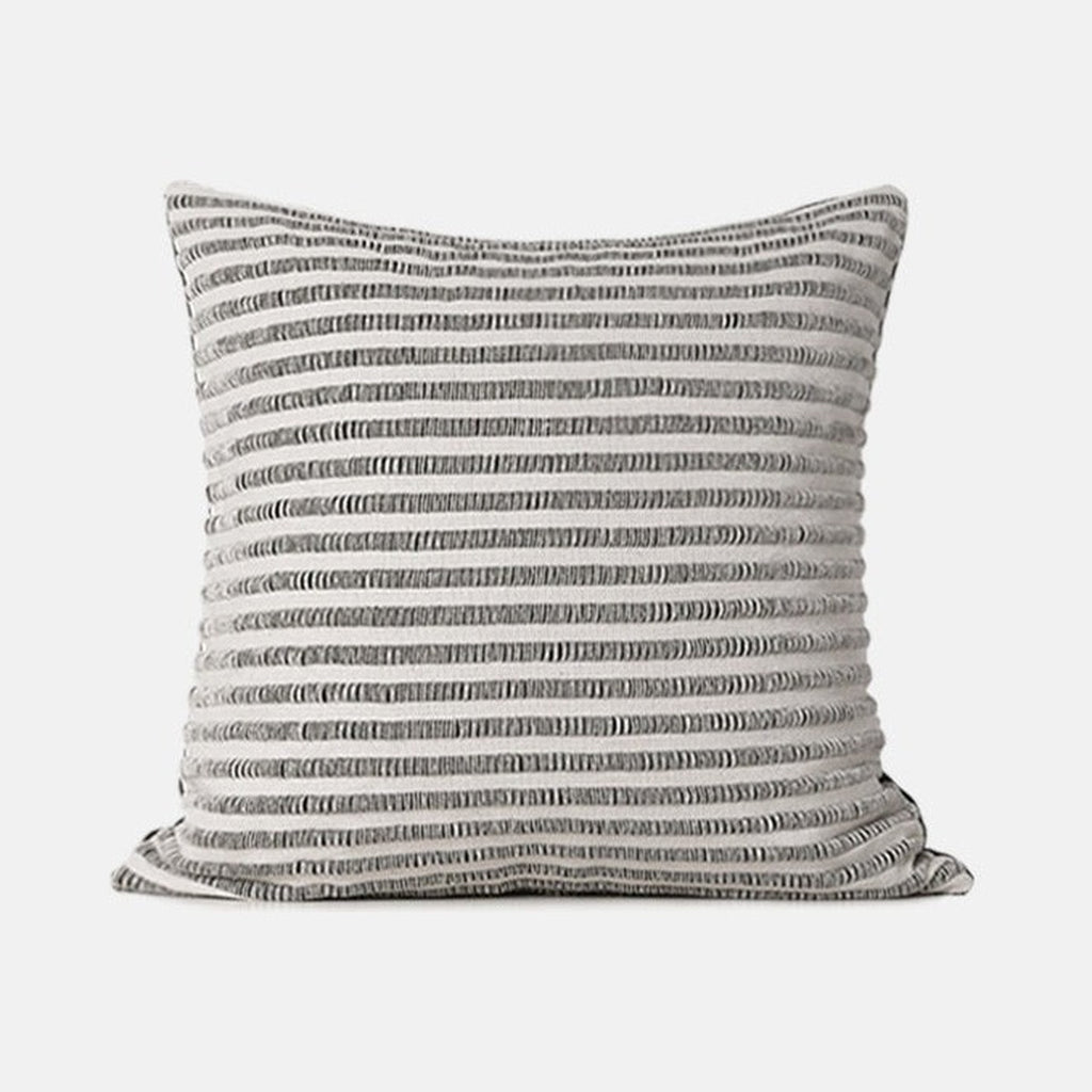ESSENCE Pinstripe pillow, 20 inch square, black and ivory stripes