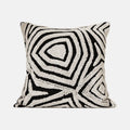 ESSENCE Maze pillow, 20 inch square, black and ivory tufted pattern