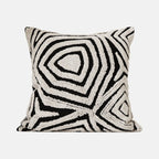 ESSENCE Maze pillow, 20 inch square, black and ivory tufted pattern