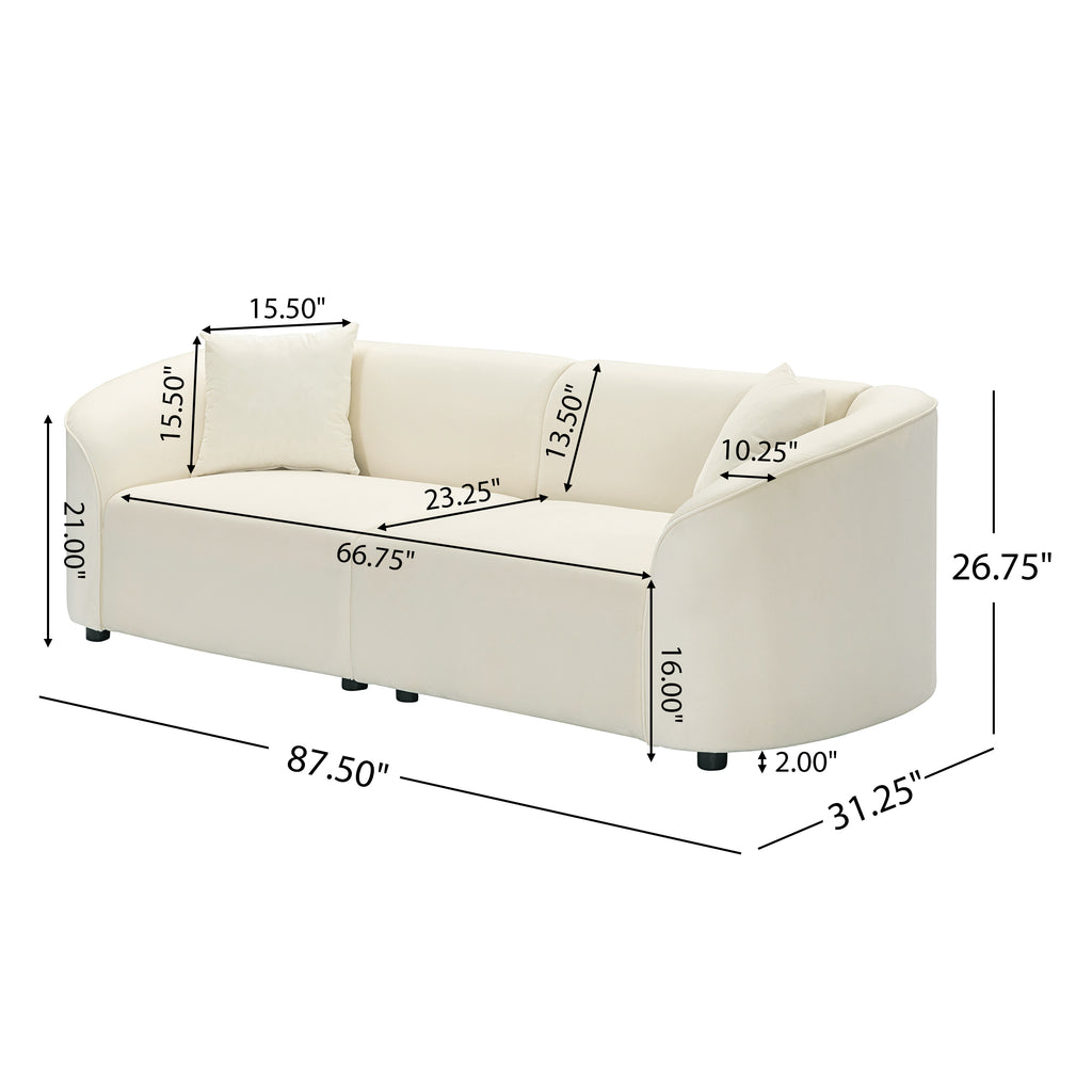 NOVA Curved Velvet Sofa – dimensions